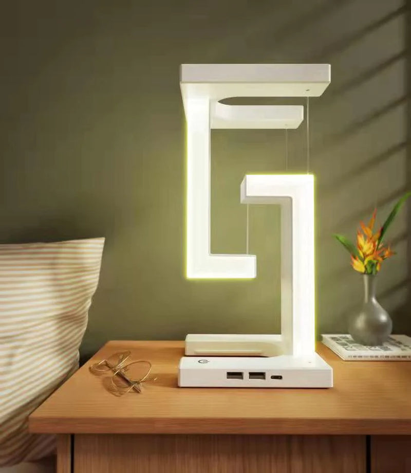 Wireless Charging Suspension Table Lamp - Creative Floating Balance Design for Home and Bedroom