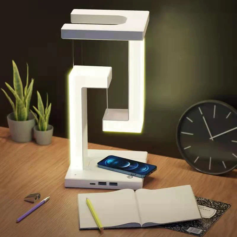 Wireless Charging Suspension Table Lamp - Creative Floating Balance Design for Home and Bedroom