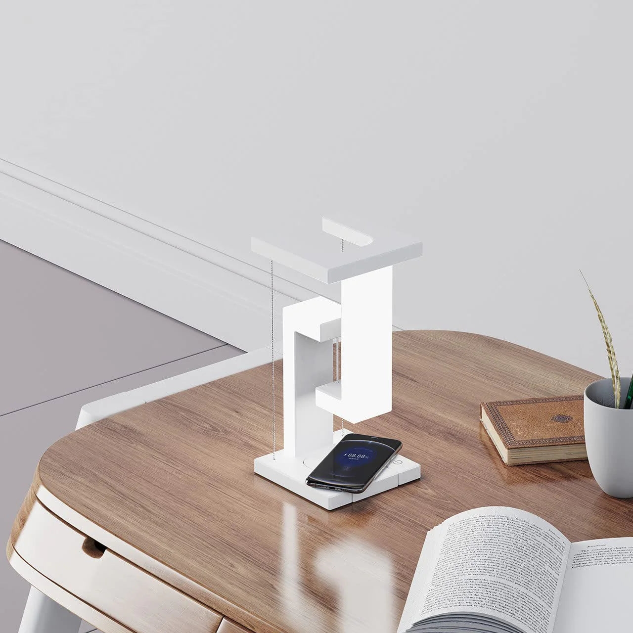 Wireless Charging Suspension Table Lamp - Creative Floating Balance Design for Home and Bedroom